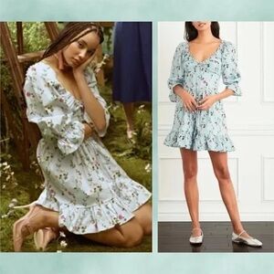 Hill House Light Blue Floral Mini Dress